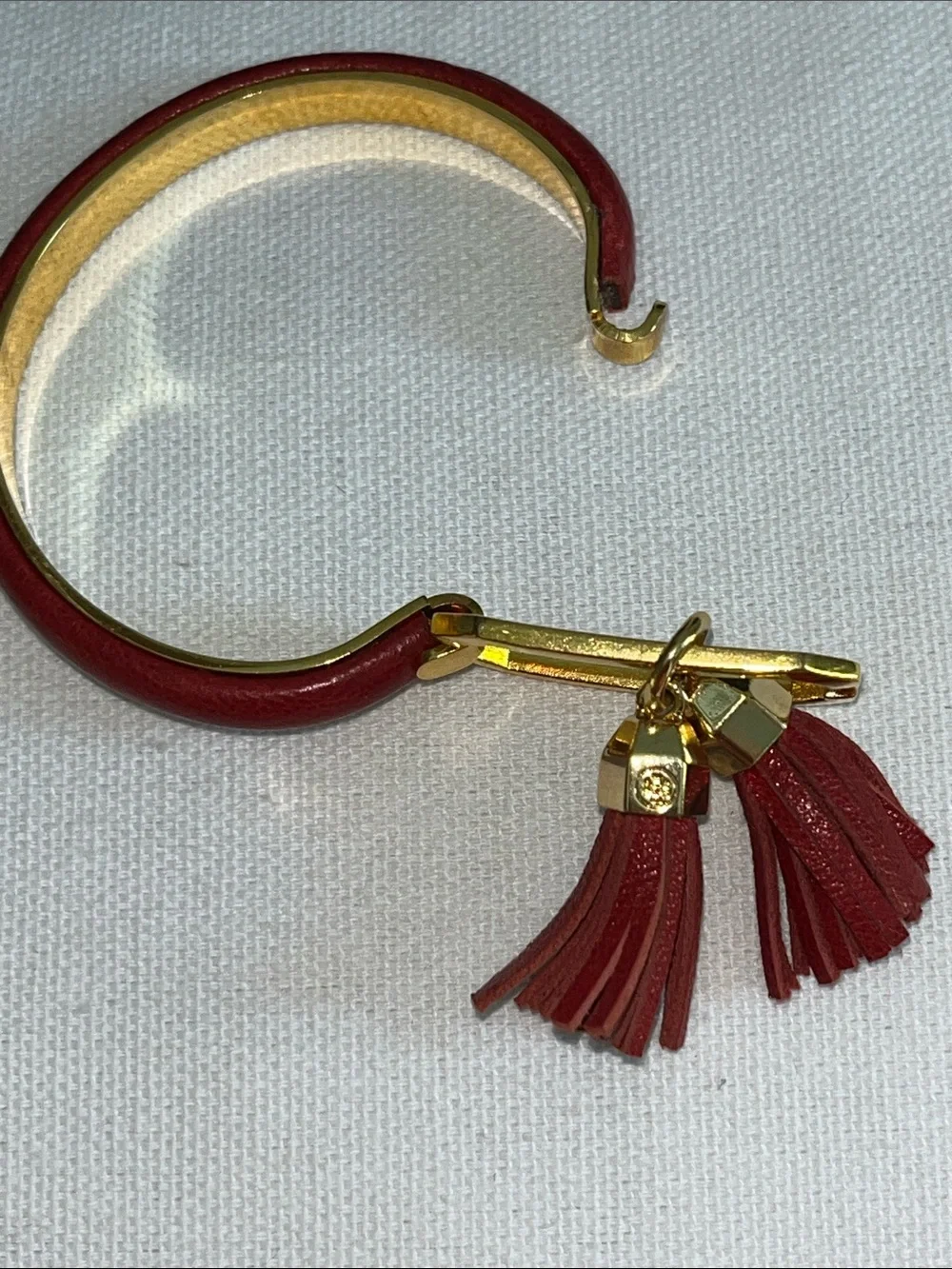 Rare Tory Burch Gold-Tone Red Twin Tassel Bracelet